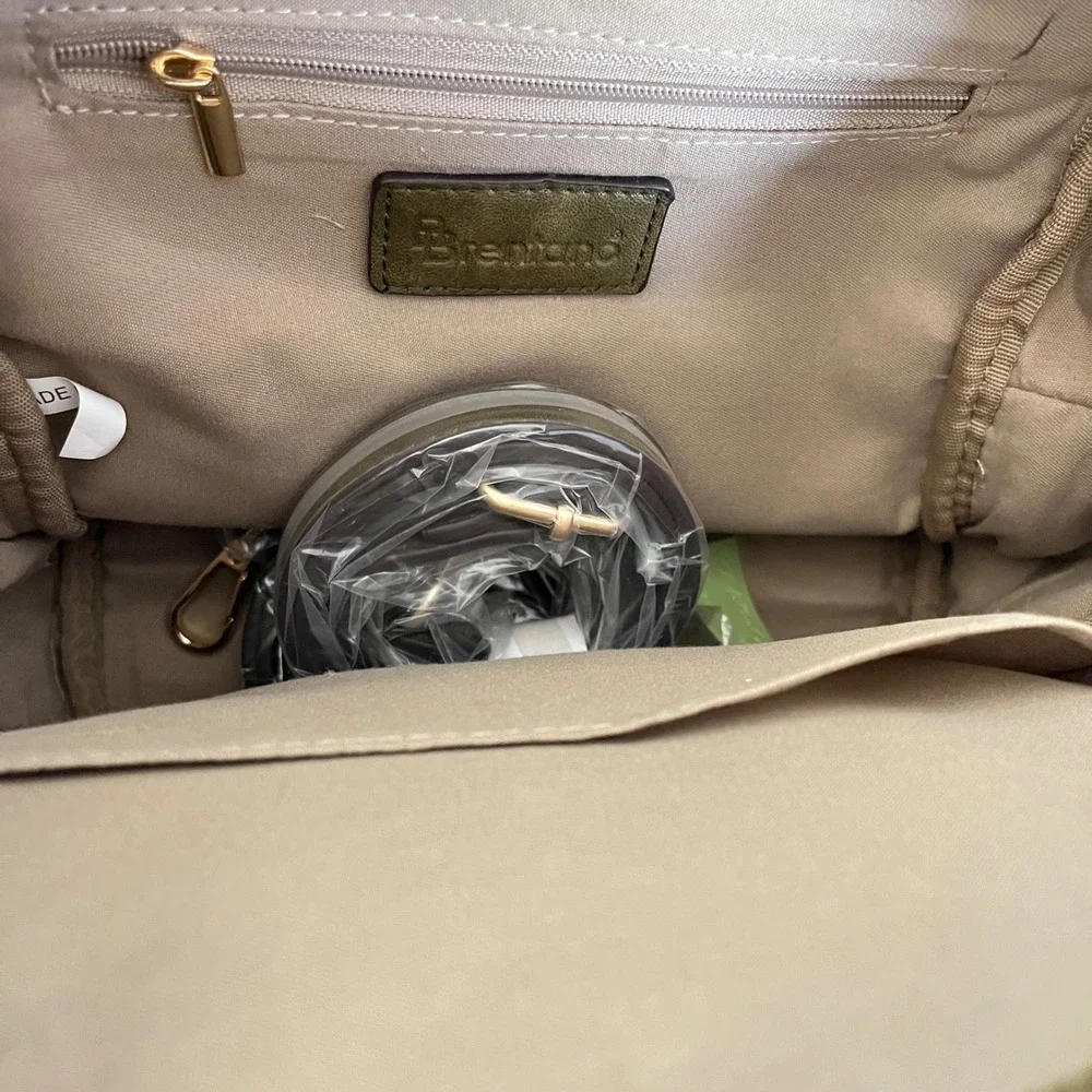Brentano Mini Backpack Women OS Olive Green Studded Vegan Leather‎ CJ11555